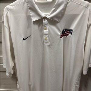 Nike Men's Polo Shirt with USA Logo - White